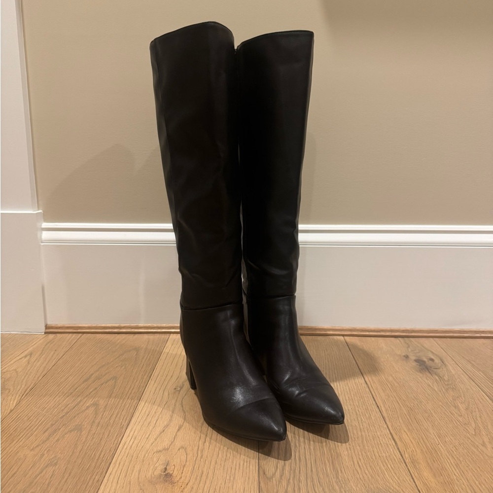 🍁 Journee Landree Wide Calf Black Heeled Boots, Size 11